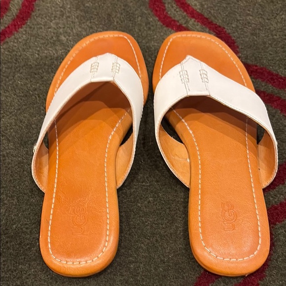 UGG White and Tan Women's Sandals - Picture 3 of 4